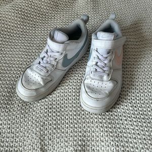 Nike Court Borough Low White with Pink and Blue Detail Youth Size 2.5